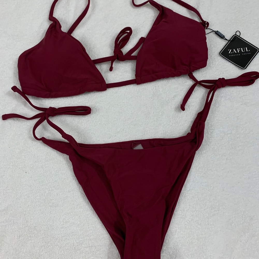 maroon bikini